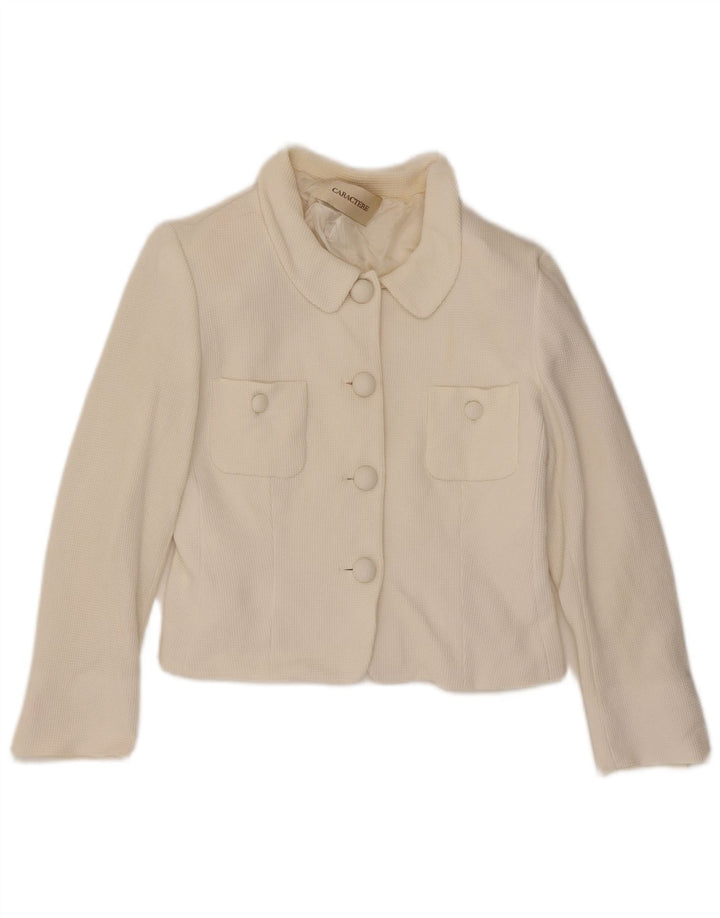 Giacca blazer a 4 bottoni corta da donna Caractere UK 12 medio bianco