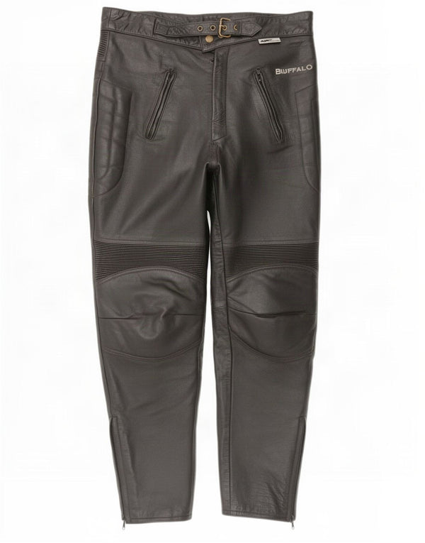 Pantaloni da motociclista in pelle da uomo Buffalo W34 L28 neri