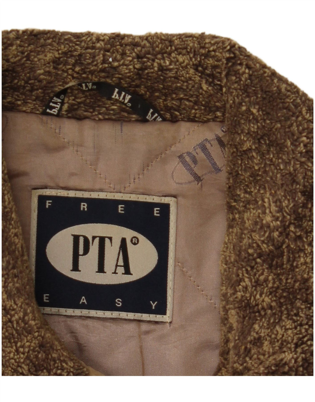 Cappotto in pelle doppio petto da donna VINTAGE UK 6 XS Colorblock marrone