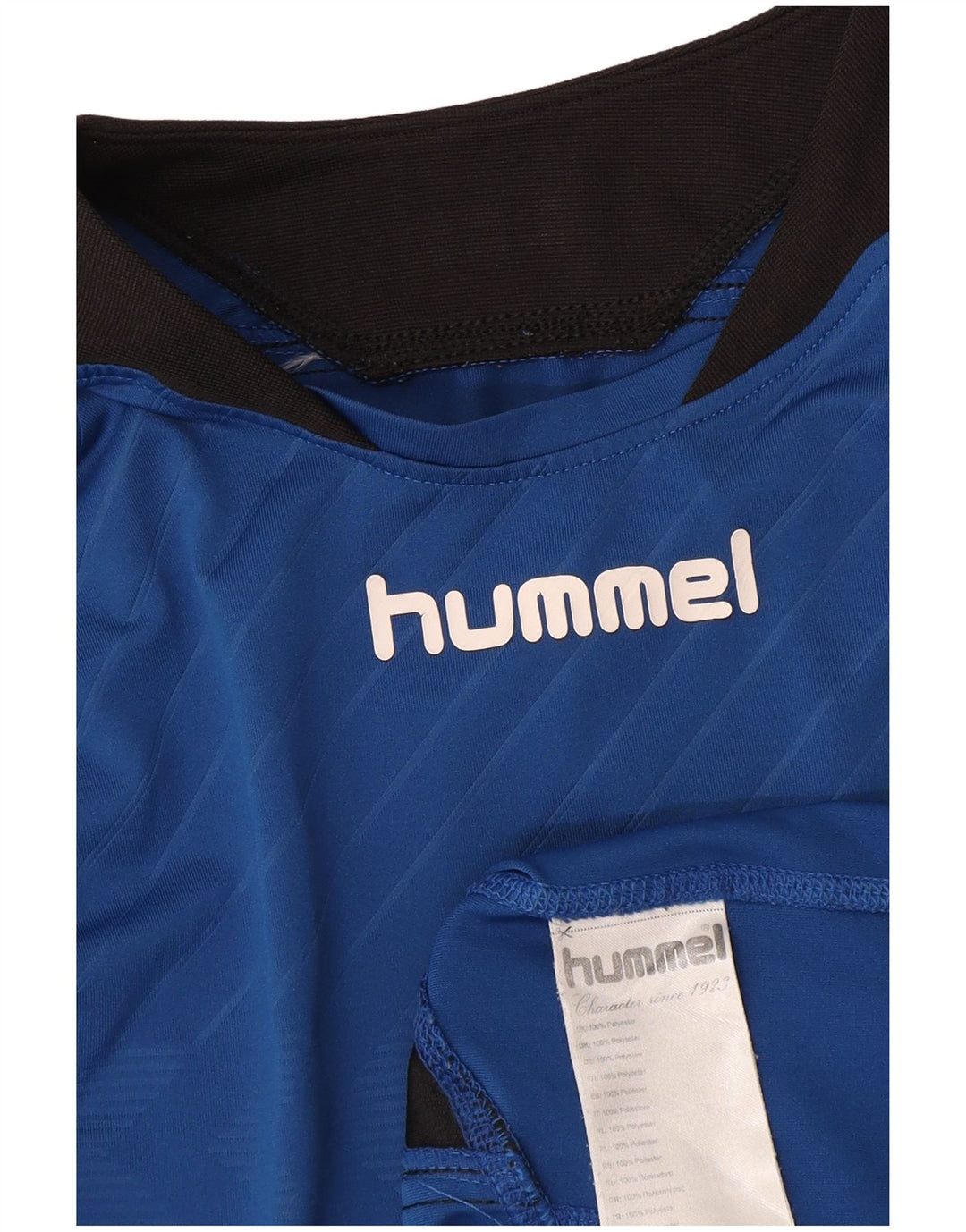 Hummel Top grafico da uomo a maniche lunghe sportivo in poliestere blu medio