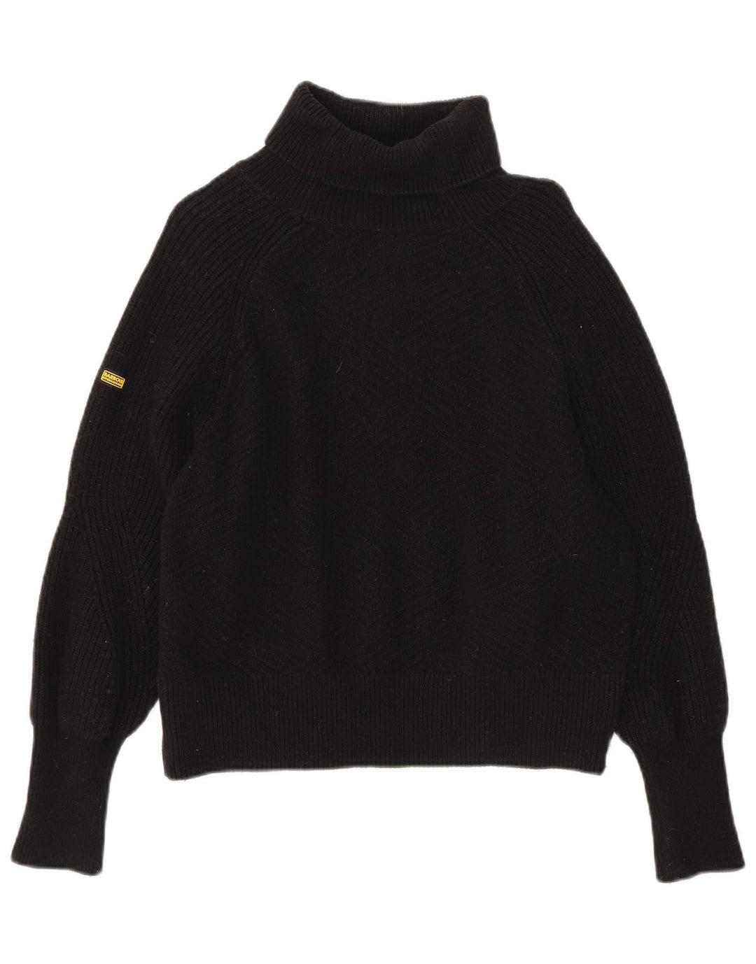 Maglione maglione oversize da donna Barbour con collo alto UK 10 piccolo cotone nero