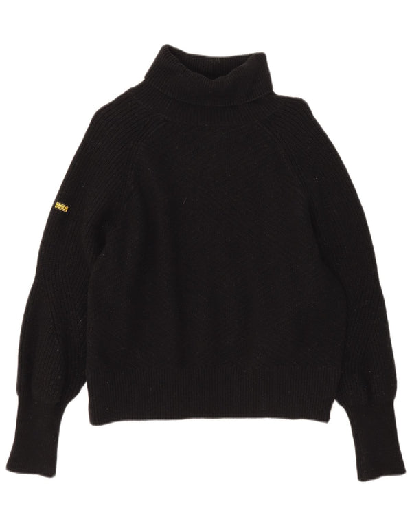 Maglione maglione oversize da donna Barbour con collo alto UK 10 piccolo cotone nero