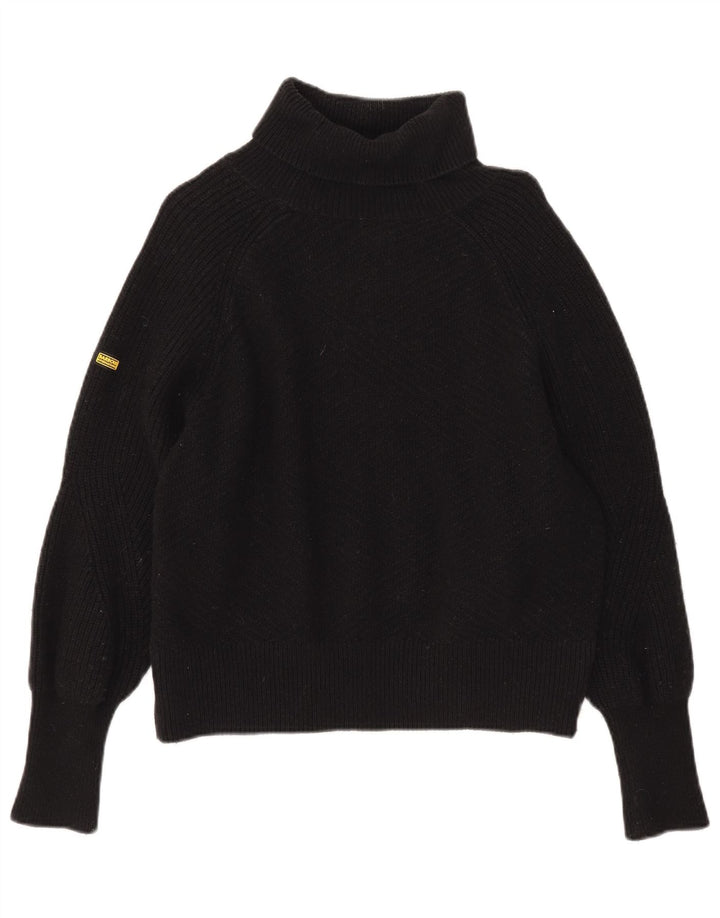 Maglione maglione oversize da donna Barbour con collo alto UK 10 piccolo cotone nero