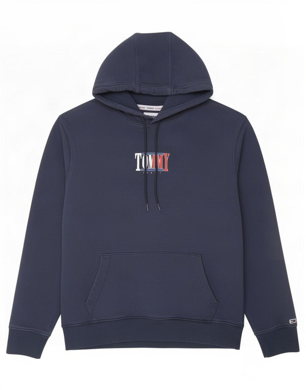 Tommy Hilfiger Mens Graphic Hoodie Jumper Large Navy Blue Cotton