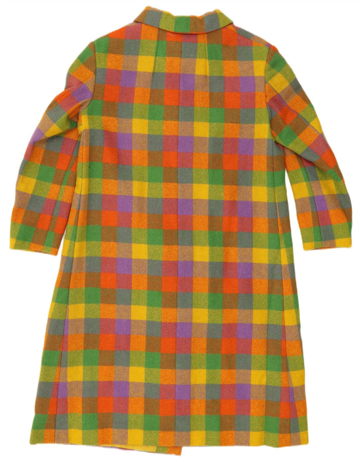 Cappotto doppiopetto vintage da donna UK 14 percalle medio multicolore