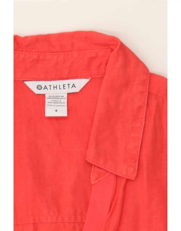 ATHLETA Womens Wrap Dress US 4 Medium Red Linen Vintage Athleta and Second-Hand Athleta from Messina Hembry 