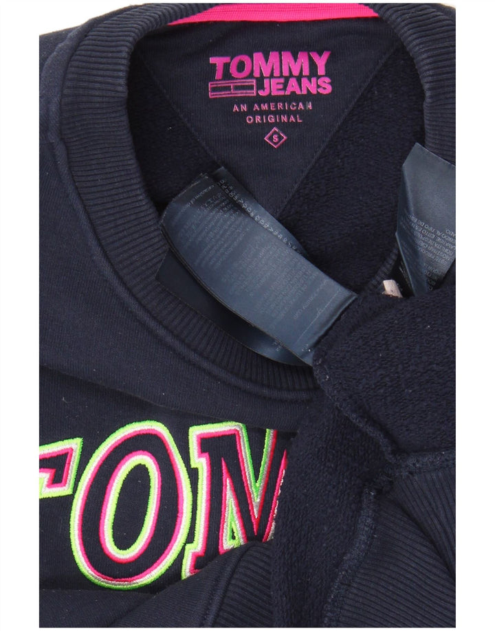 TOMMY HILFIGER Felpa corta da donna Maglione UK 10 Small Blu navy