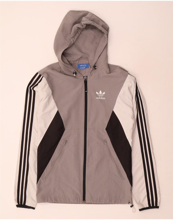 Giacca antipioggia da uomo Adidas con cappuccio UK 34 XS poliestere color block grigio