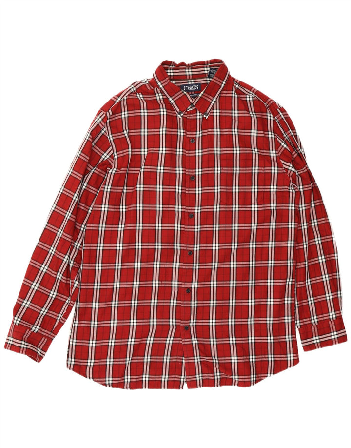 Camicia da uomo in flanella Chaps XL in cotone a quadri rossi