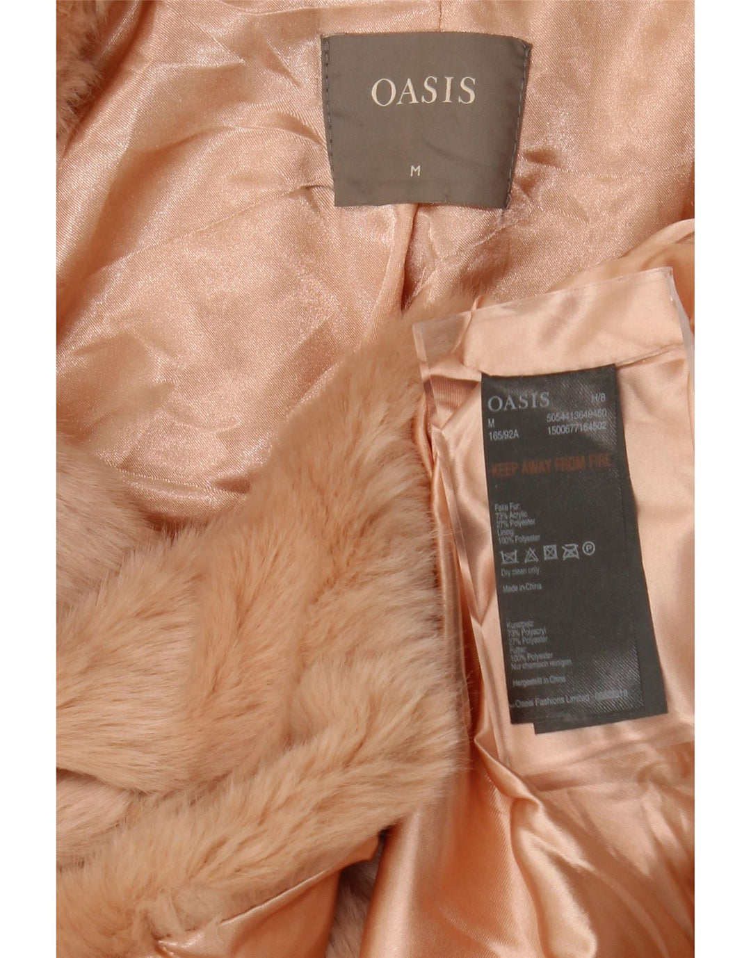 Giacca da donna in pelliccia sintetica Oasis UK 14 Acrilico rosa medio