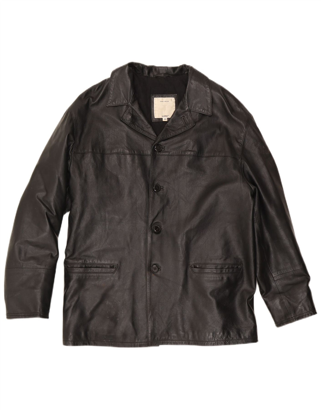 Giacca Blazer in Pelle da Uomo a 4 Bottoni Conbipel IT 48 Pelle Nera Media