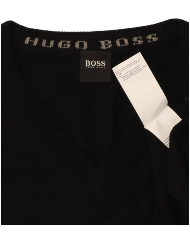 Hugo Boss Maglione da uomo con scollo a V grande lana nera