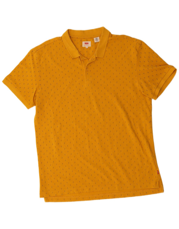 Polo Levi's da uomo XL in cotone maculato giallo