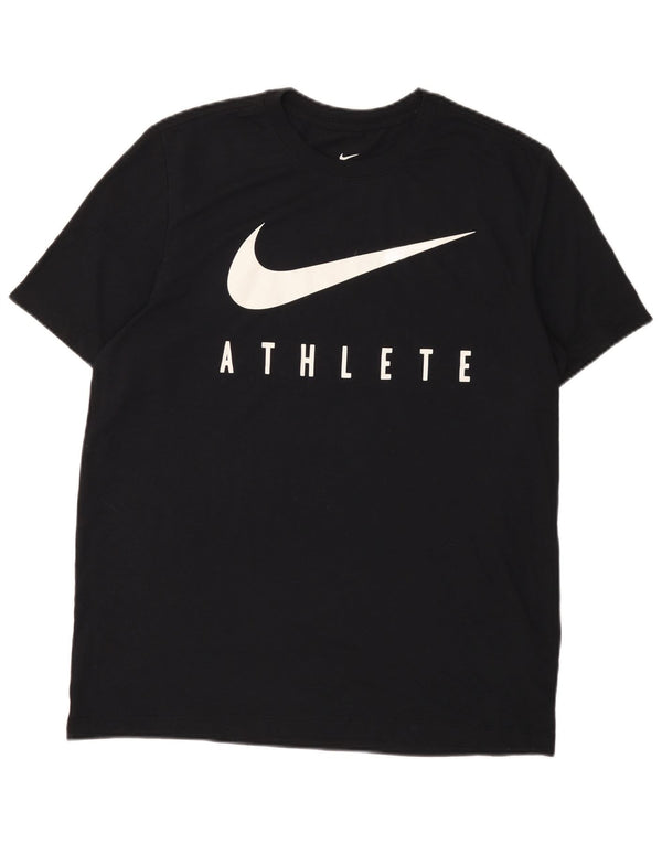 NIKE Mens Dri Fit Graphic T-Shirt Top Large Black Cotton