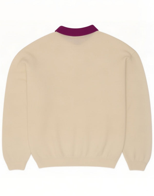 Sims Maglione da donna con collo alto a collo alto UK 16 Large White Colourblock Cotton