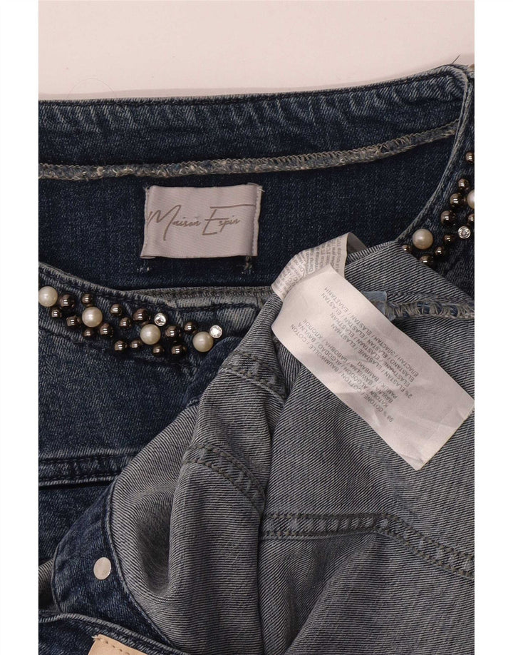 Giacca in denim vintage da donna corta UK 18 XL cotone blu