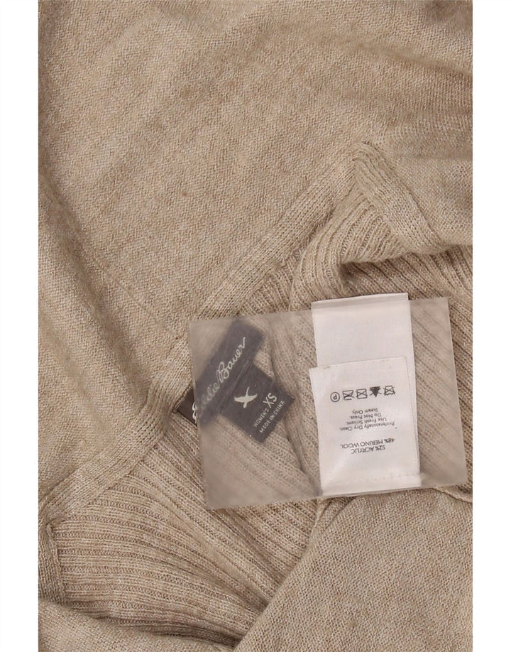 EDDIE BAUER Maglione cardigan aperto da donna UK 6 XS Acrilico beige