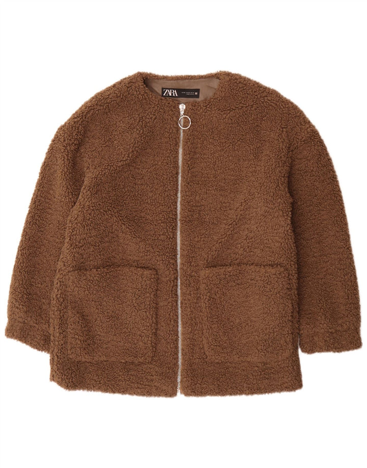 Giacca in pile oversize da donna Zara Teddy Bear UK 6 XS poliestere marrone