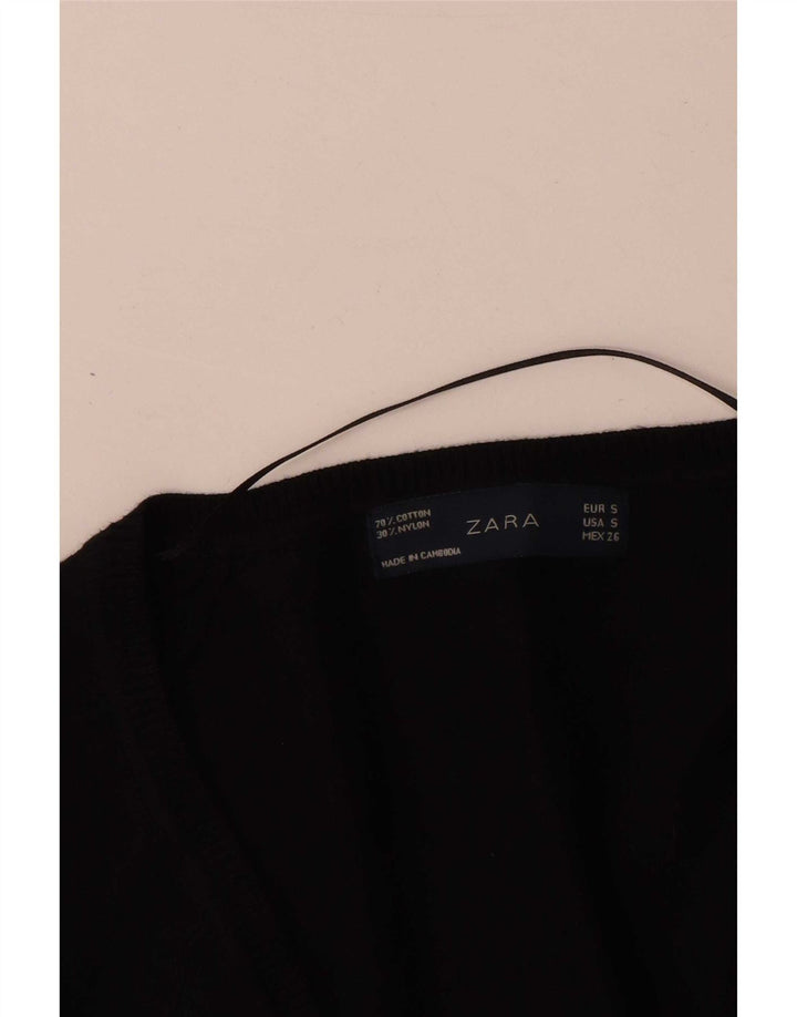 Maglione cardigan da donna Zara UK 10 piccolo cotone nero