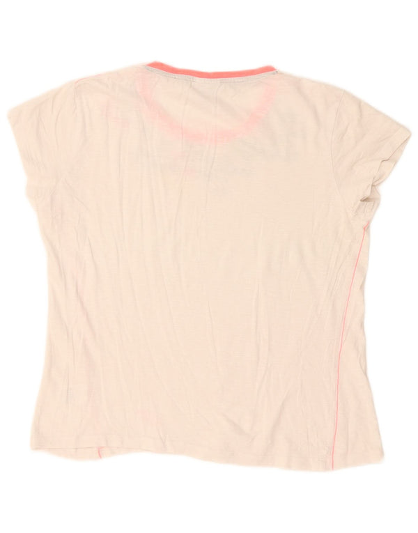 T-shirt grafica da donna Lotto Top UK 16 Large Bianco in cotone geometrico
