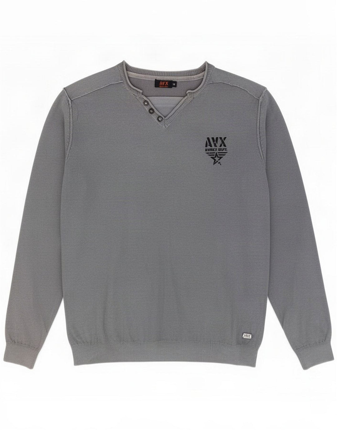 Avirex Maglione da uomo con scollo a V Grigio medio
