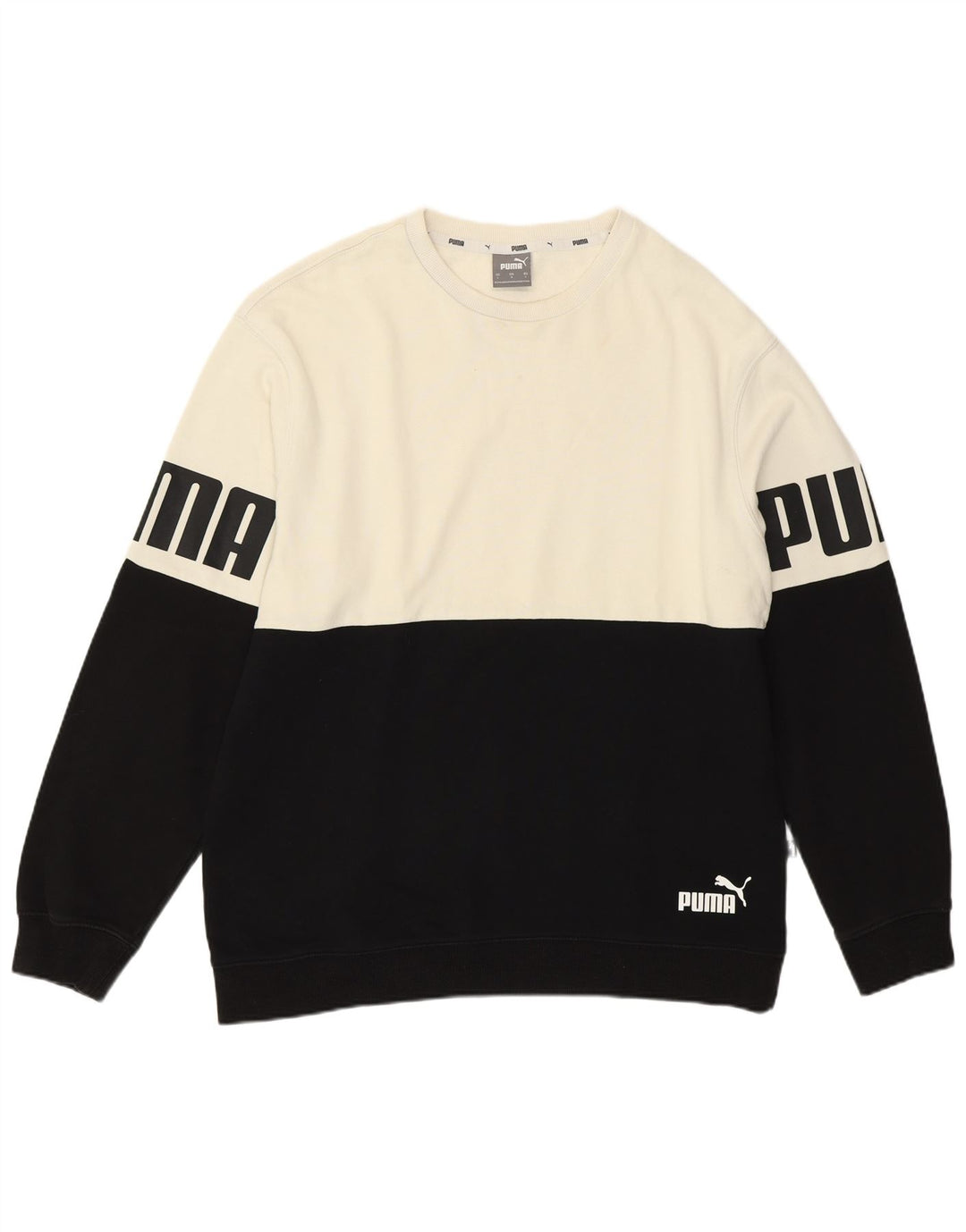 Felpa grafica da uomo Puma Maglione grande bianco in cotone color block