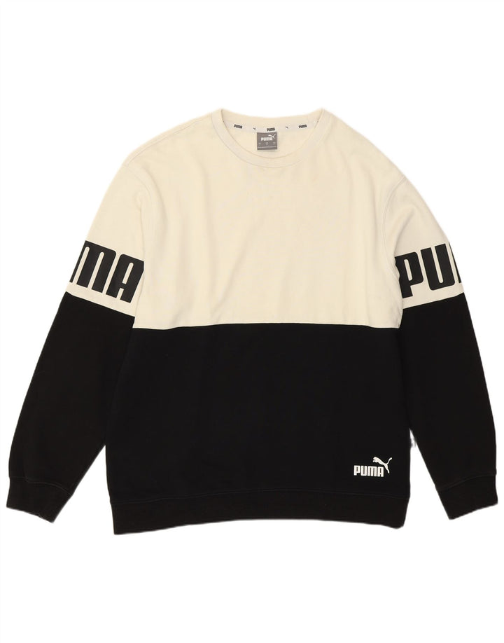 Felpa grafica da uomo Puma Maglione grande bianco in cotone color block