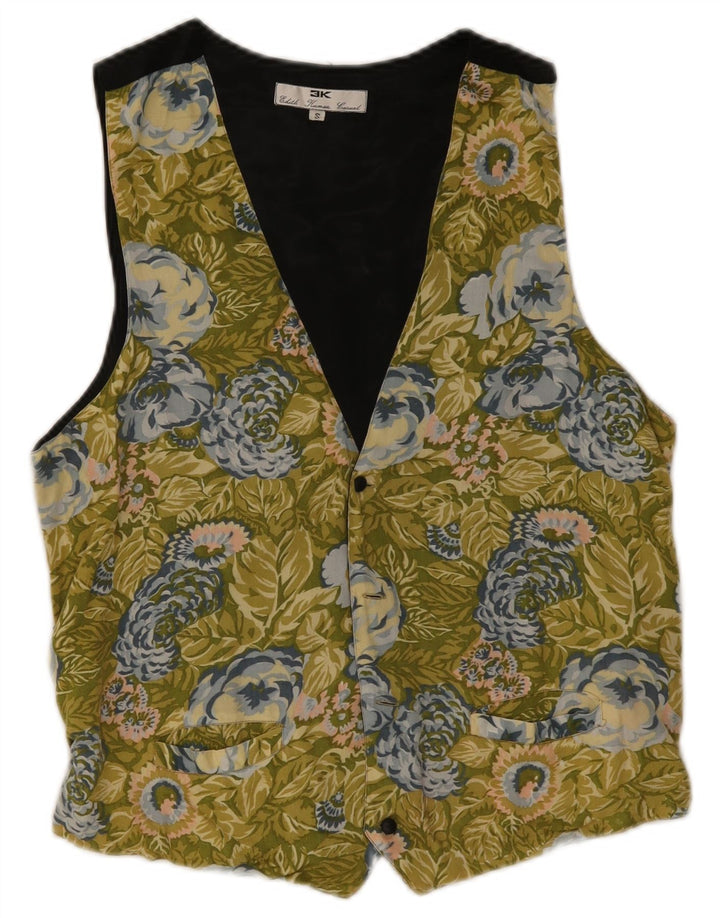 Gilet da uomo 3K piccolo in cotone floreale verde