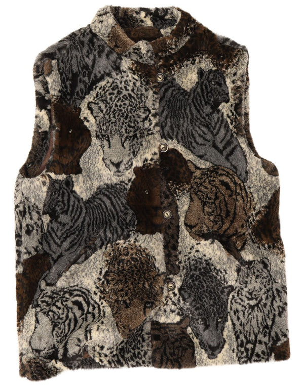 Vintage Womens Oversized Gilet EU 42 Large Multicoloured Animal Print