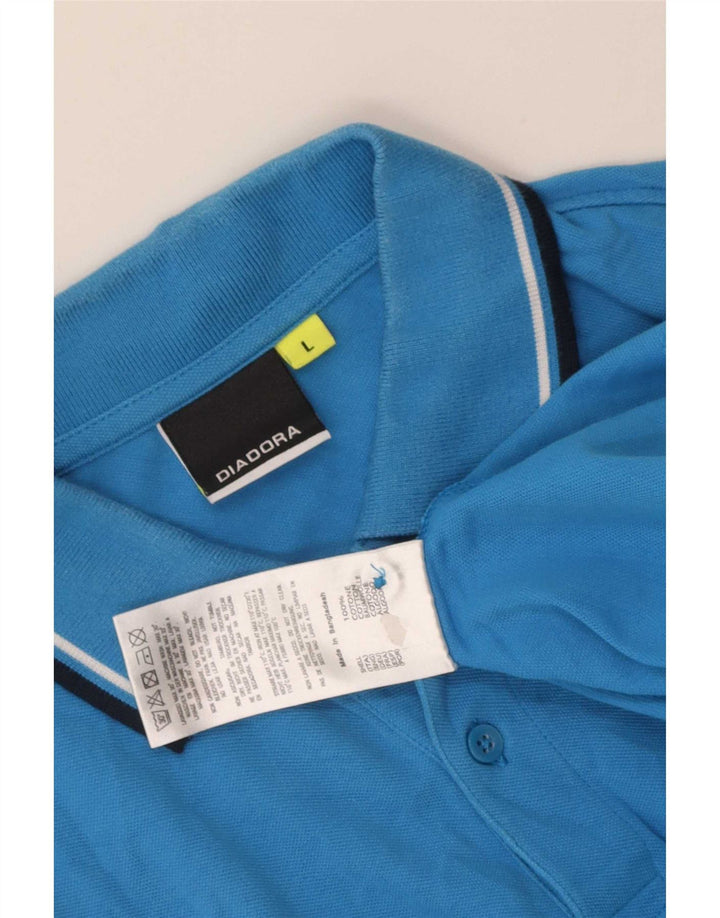 Polo Diadora Uomo Large in Cotone Rigato Blu