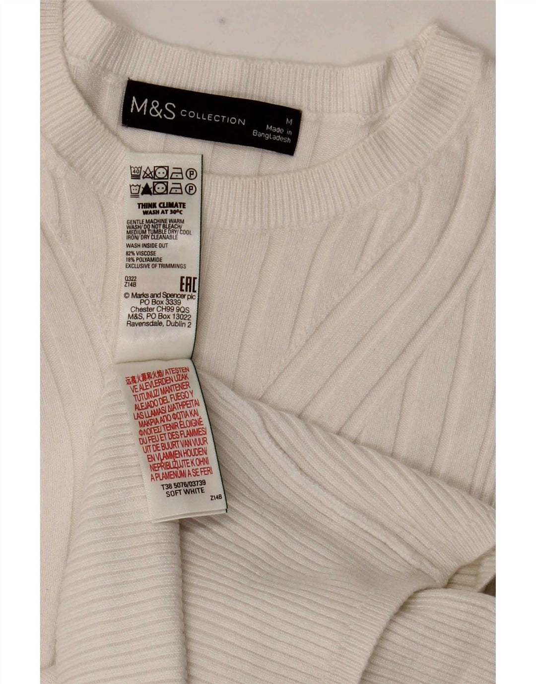 Maglione maglione con scollo a barca da donna Marks & Spencer UK 12 medio bianco