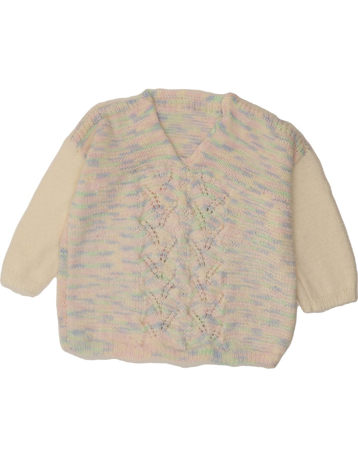 VINTAGE Womens V-Neck Jumper Sweater UK 14 Medium Multicoloured Flecked Vintage Vintage and Second-Hand Vintage from Messina Hembry 