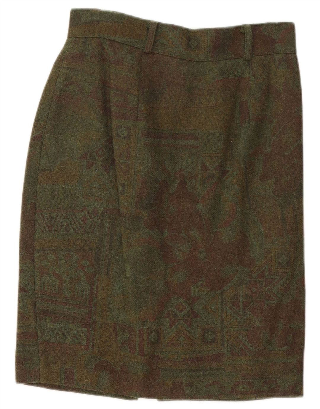 Gonna a tubino vintage da donna W26 piccola verde geometrica