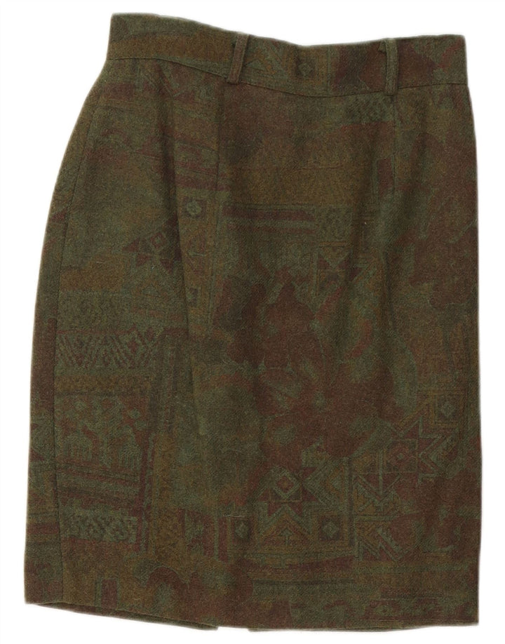 Gonna a tubino vintage da donna W26 piccola verde geometrica