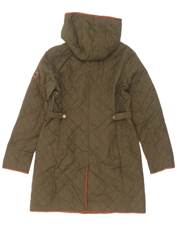 Cappotto trapuntato con cappuccio da donna Ralph Lauren UK 10 piccolo kaki