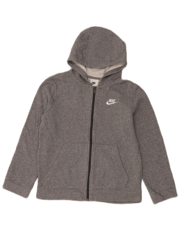 Felpa con cappuccio e zip Nike per ragazzi 10-11 anni in cotone grigio medio