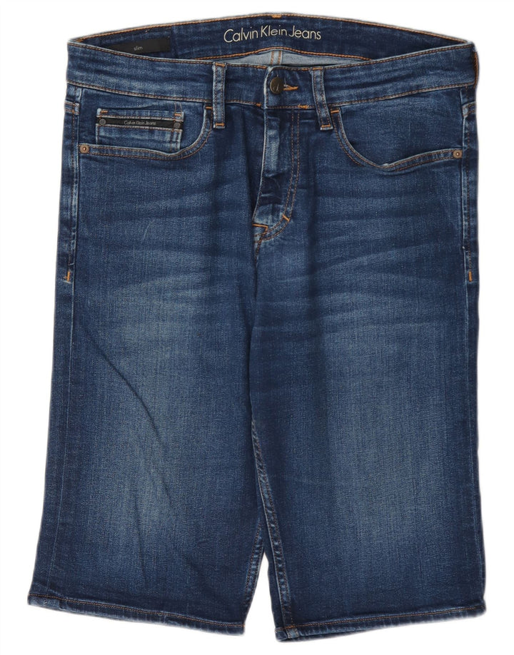 Pantaloncini di jeans da uomo Calvin Klein W31 cotone blu medio