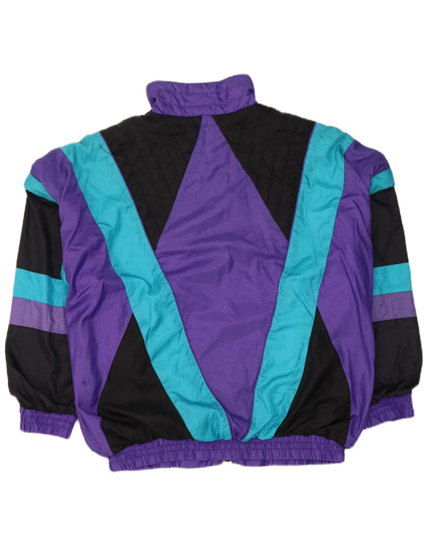 Giacca da ginnastica vintage da uomo, giacca grande, nylon color block viola