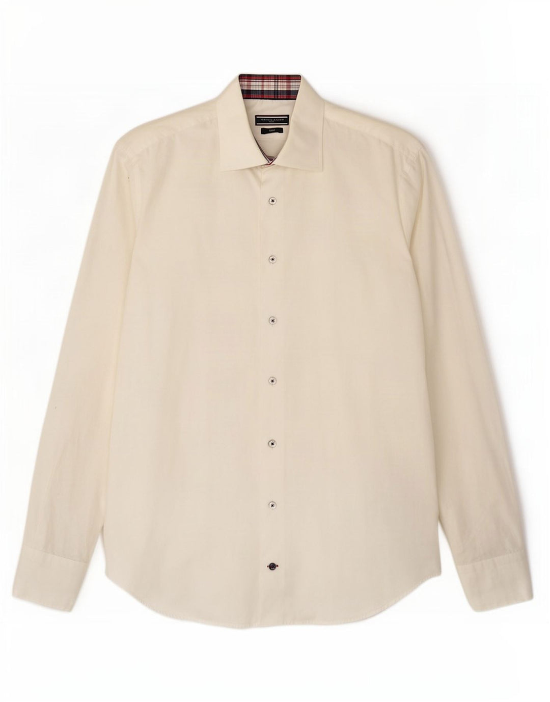 Camicia aderente su misura da uomo Tommy Hilfiger taglia 40 15 3/4 media bianco sporco