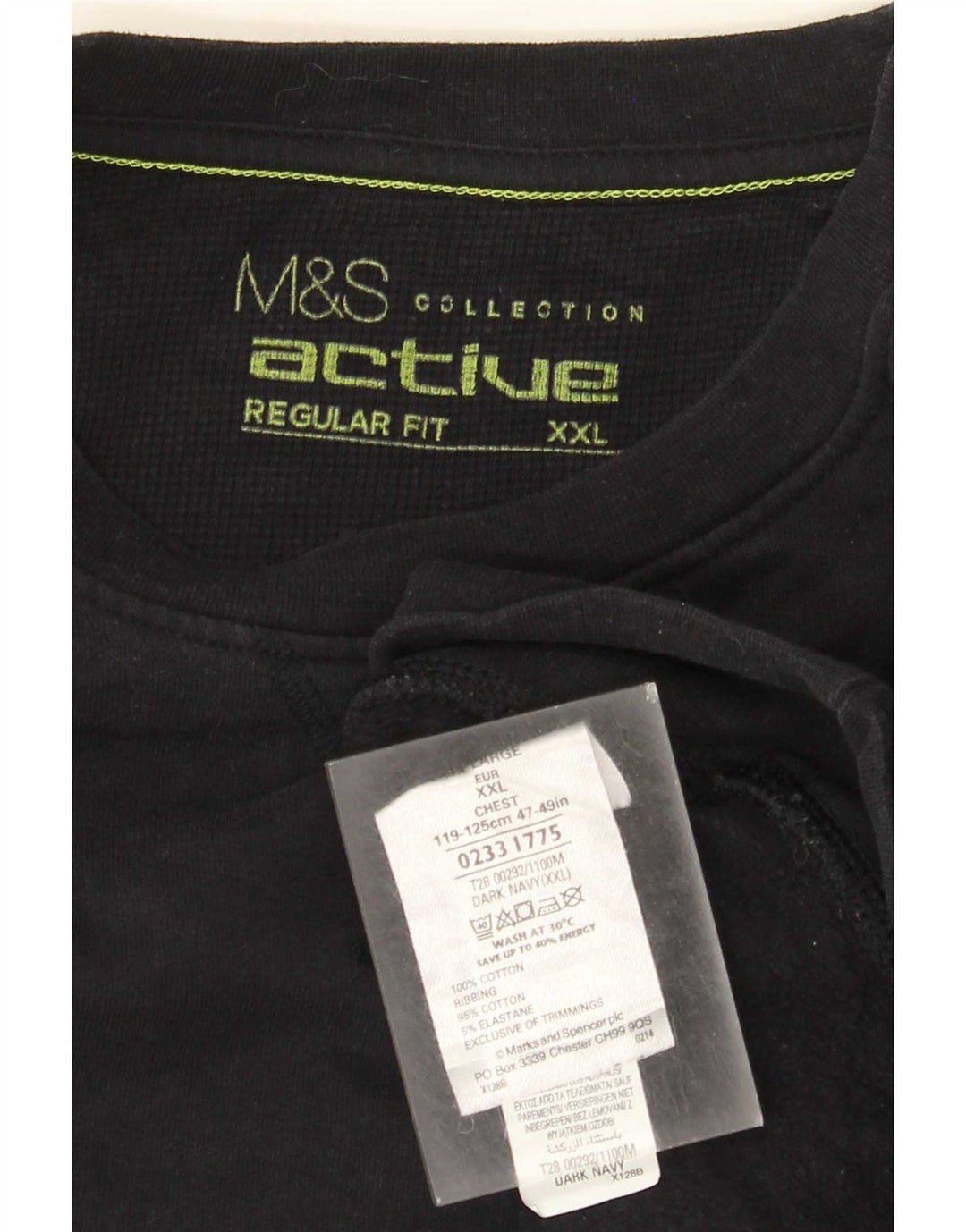 Felpa Marks & Spencer da uomo vestibilità regolare 2XL cotone blu navy