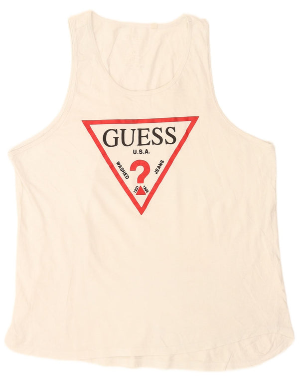 Canotta grafica da uomo Guess grande bianca