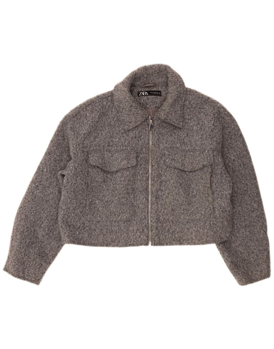 Giubbotto bomber corto da donna Zara UK 20 2XL poliestere grigio