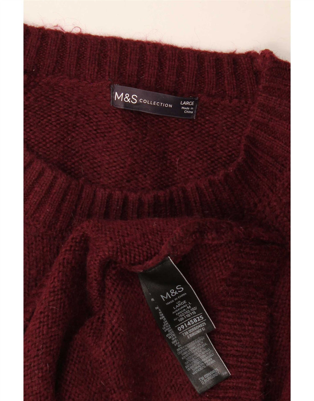 Maglione maglione girocollo da uomo Marks & Spencer grande acrilico bordeaux