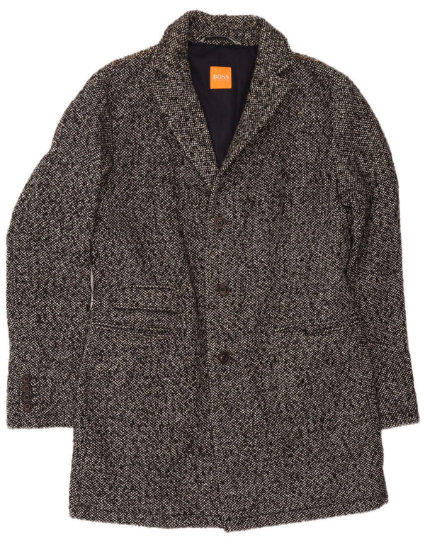 Cappotto da uomo Hugo Boss UK 52 XL Poliacrilico chiazzato grigio