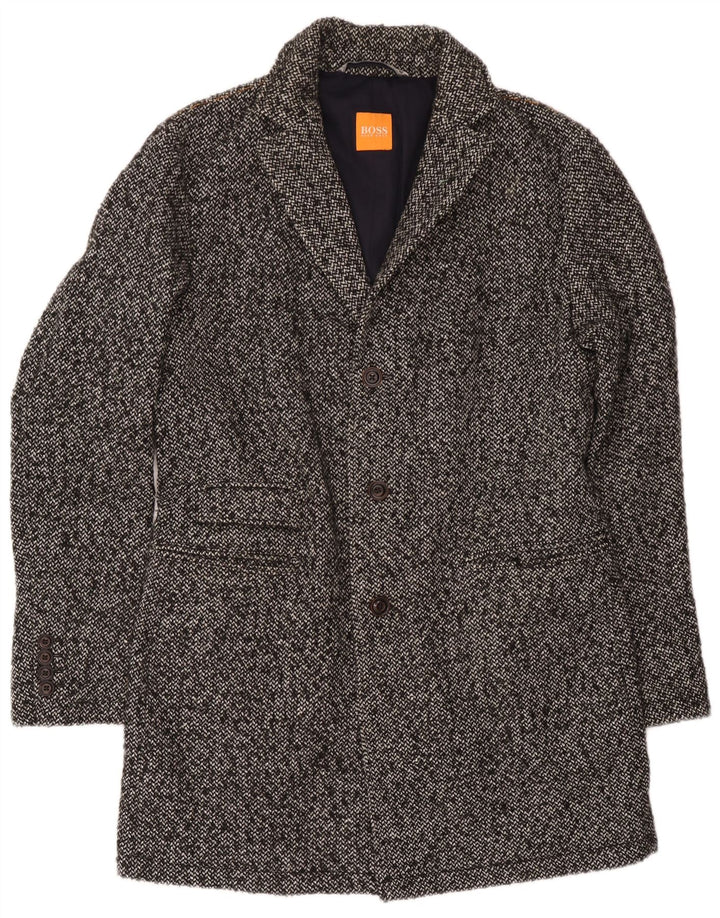 Cappotto da uomo Hugo Boss UK 52 XL Poliacrilico chiazzato grigio