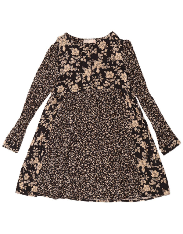 Vestito a trapezio per ragazze Zara a maniche lunghe 13-14 anni Nero floreale