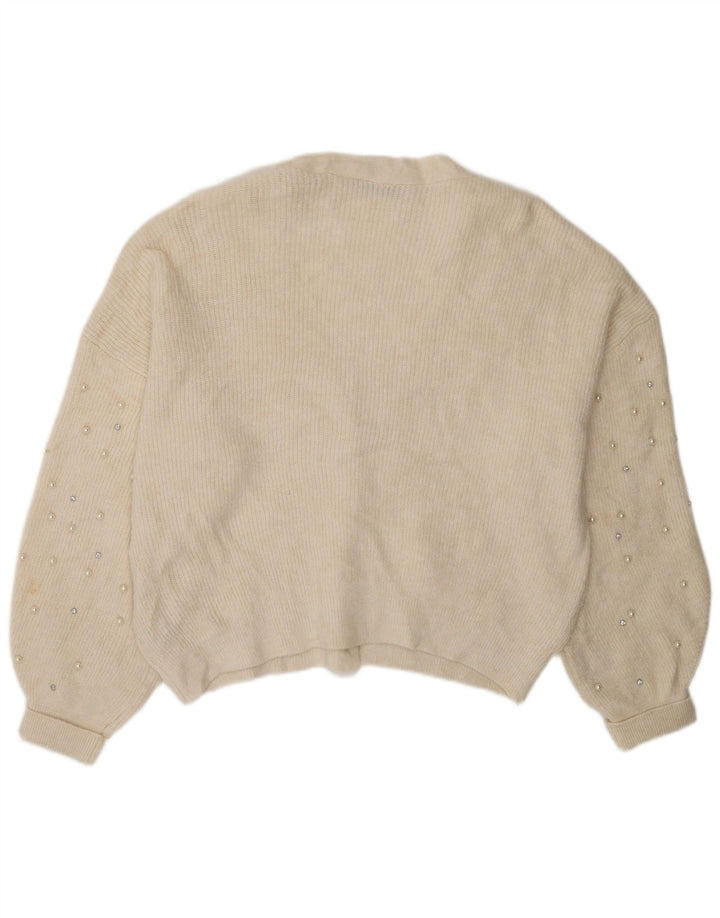 Maglione cardigan oversize da donna Marks & Spencer UK 16 grande bianco sporco