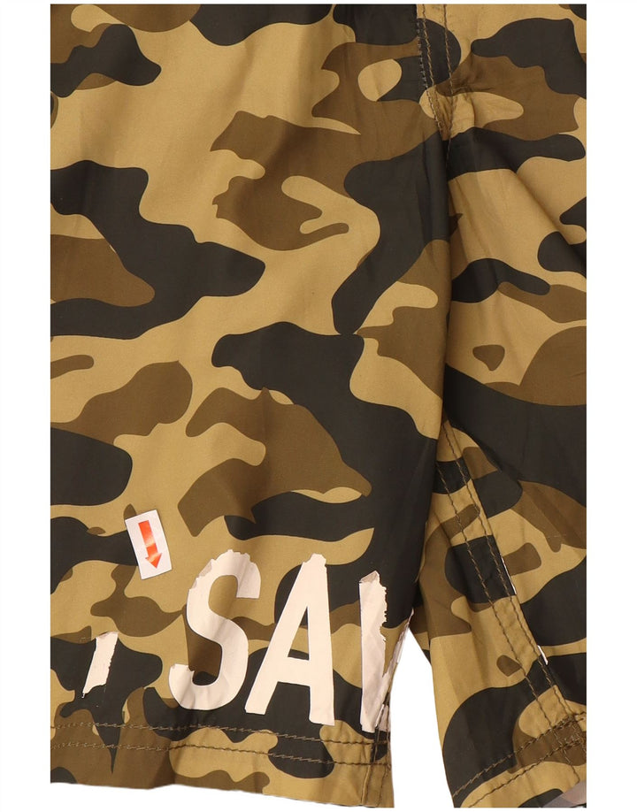 Pantaloncini da bagno grafici da uomo Zara in poliestere mimetico marrone medio