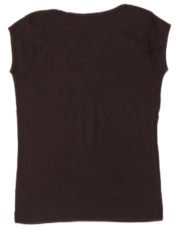 T-shirt grafica da donna SISLEY Top UK 14 grande cotone nero