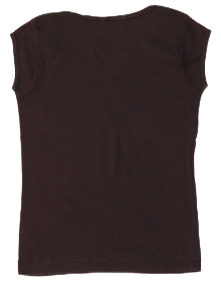 T-shirt grafica da donna SISLEY Top UK 14 grande cotone nero